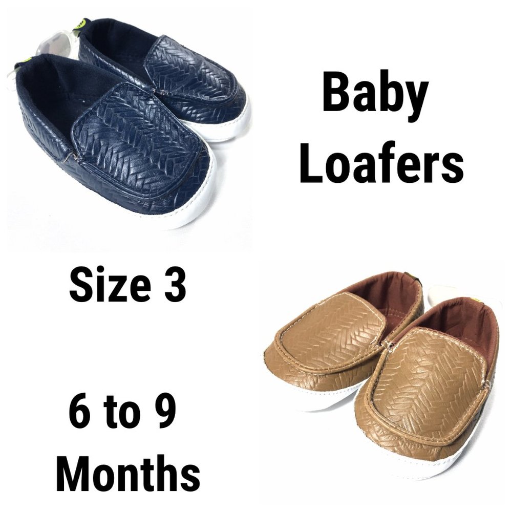NWT First Steps 6M - 9M Baby Shoes Boys Moccasins Loafers 3 Blue Brown Toddler